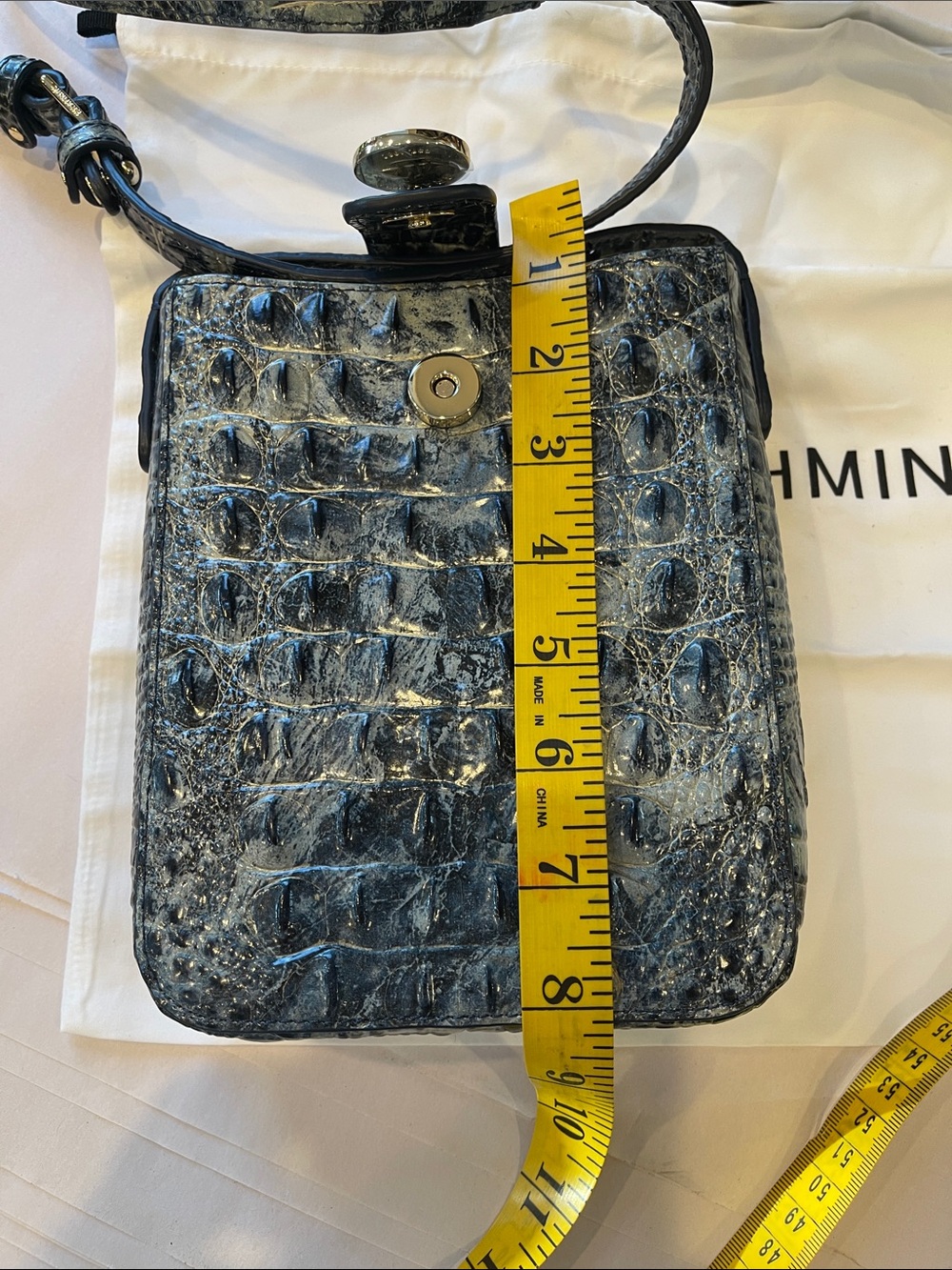 Brahmin Marley Crossbody Croc Embossed Glacier EUC NWT with Dust Bag - Picture 10 of 10